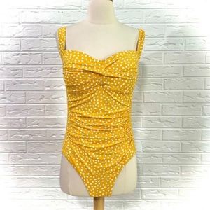 NIPTUCK Bathing Suit Yellow with White Polka Dots